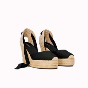 Soludos Platform Espadrille The Platform Wedge in Black Size 8
